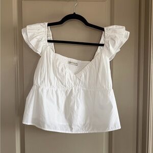 Abercrombie & Fitch White Ruffle Sleeve Blouse